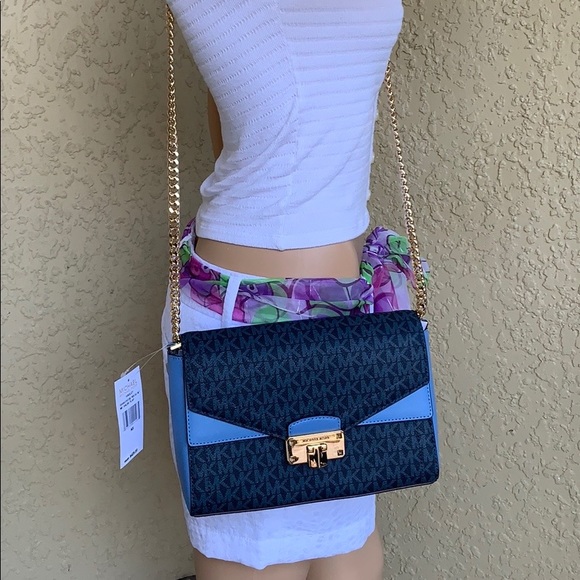 Michael Kors Handbags - MICHAEL KORS KINSLEY MD SHLDR FLAP FRCH BLU MLT